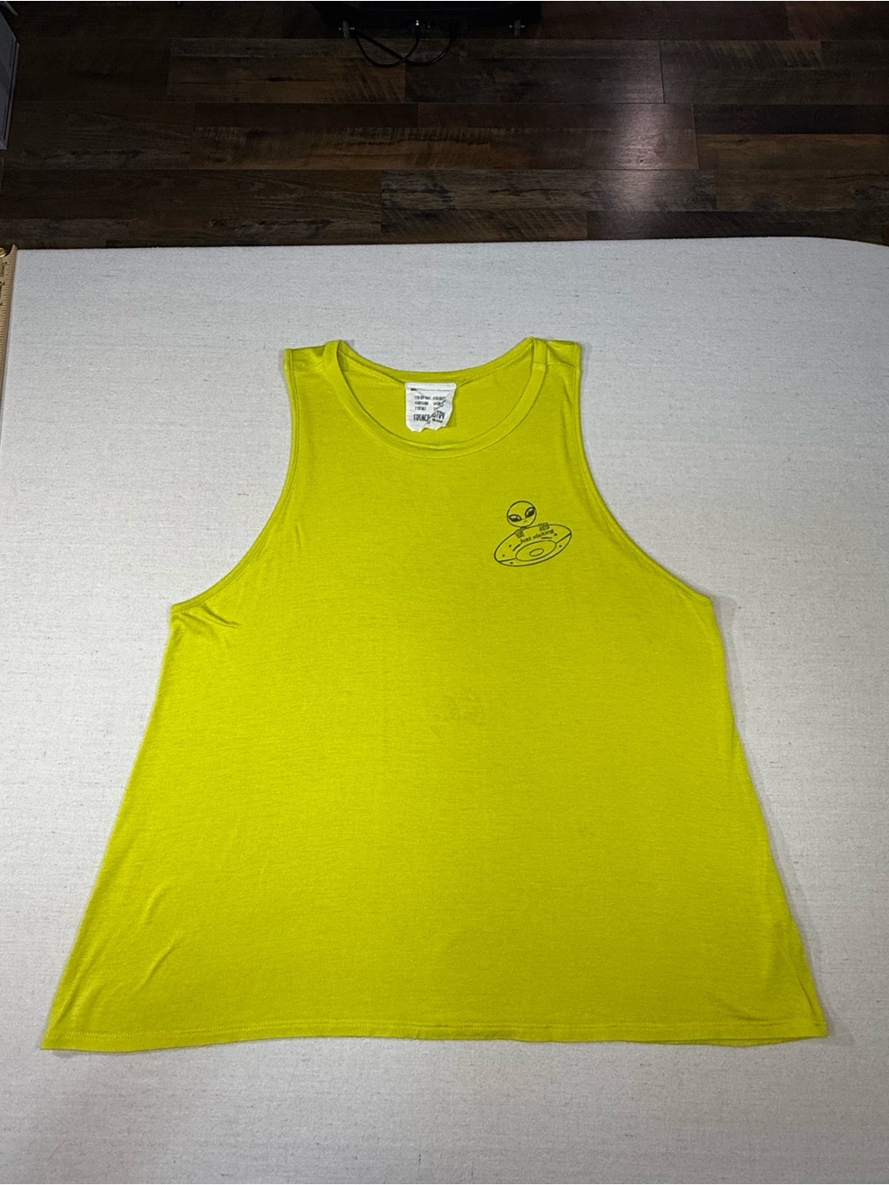 Fresh Pastry - Yellow Graphic Tank Top with Alien UFO Print - Size XL